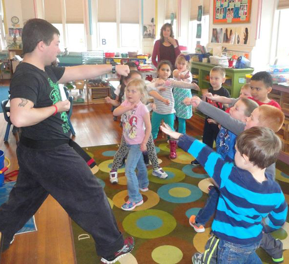 Children participating in karate